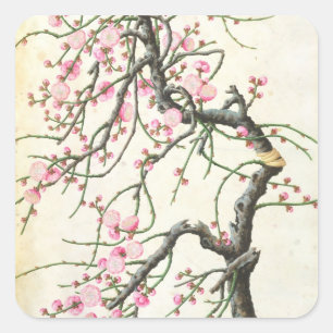 Peach Blossom Quadratischer Aufkleber