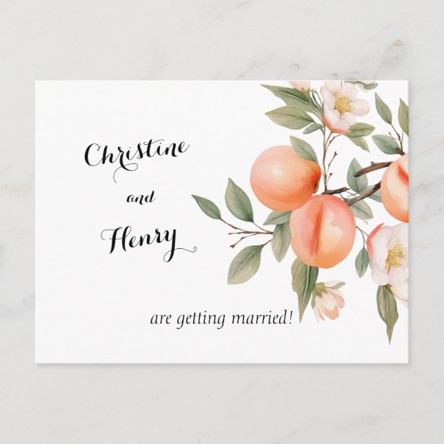 Peach Blossom Save the Date Postkarte (Vorderseite)