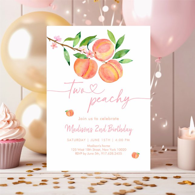 Peach Blossom Two Peachy Geburtstag Einladung (Von Creator hochgeladen)