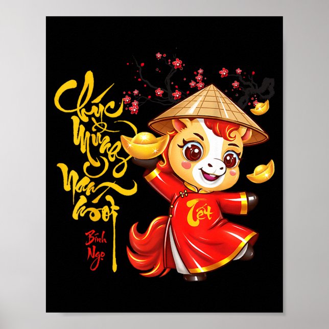 Peach Blossom Vietnamese Lunar New Year Horse 2026 Poster (Vorne)