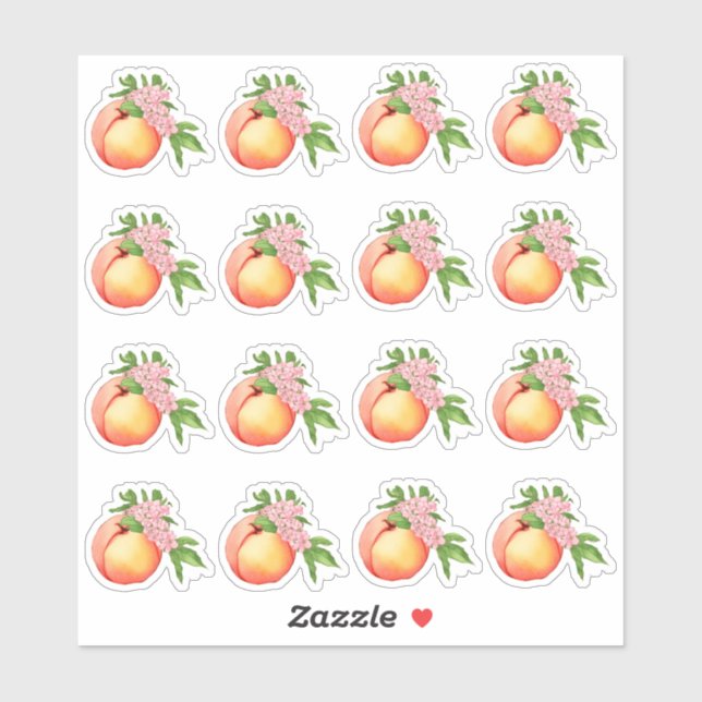 Peach Blossom Wasserfarbe Mini Stickers Aufkleber (Blatt)