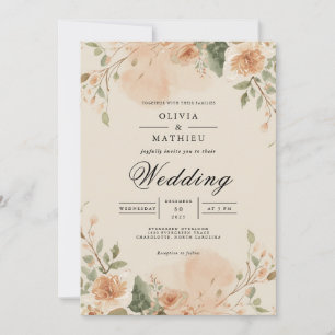 Peach Blossom Wedding Einladung