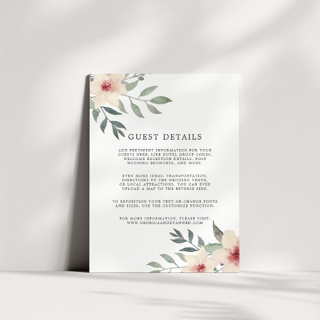 Peach Blossom Wedding Guest Details Card Begleitkarte (Von Creator hochgeladen)