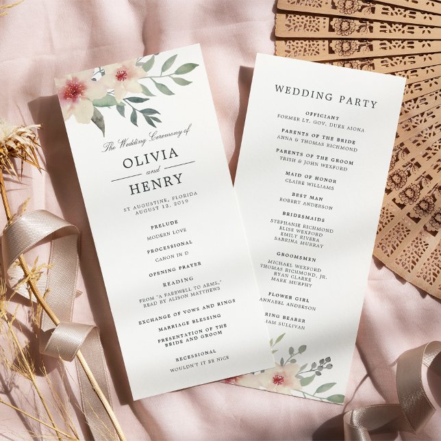 Peach Blossom Wedding Zeremony Program Programm (Von Creator hochgeladen)