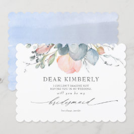 Peach Blossoms Dusty Blue My Bridesmaid Vorschlag Einladung