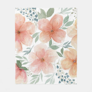 Peach Blossoms Throw Kissen Fleecedecke