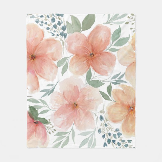 Peach Blossoms Throw Kissen Fleecedecke (Vorderseite)