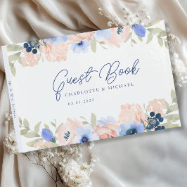 Peach Blue Blush Wedding Gästebuch