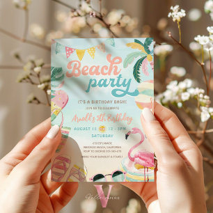 Peach Blue Kids Beach Geburtstagsparty Einladung