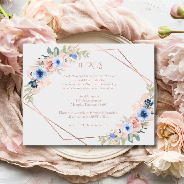 Peach Blue Wedding Collection Begleitkarte (Peach Blue Light-Gray Wedding Collection Enclosure Card)