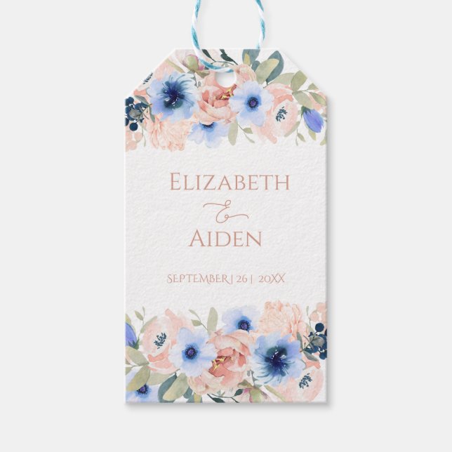 Peach Blue Wedding Collection Geschenkanhänger (Vorderseite)