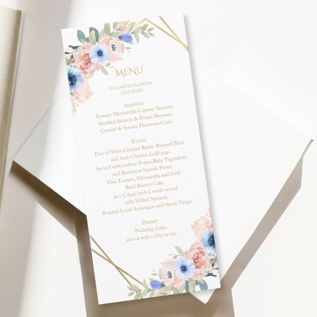 Peach Blue Wedding Collection Menü Menükarte (Peach Blue Wedding Collection Menu)