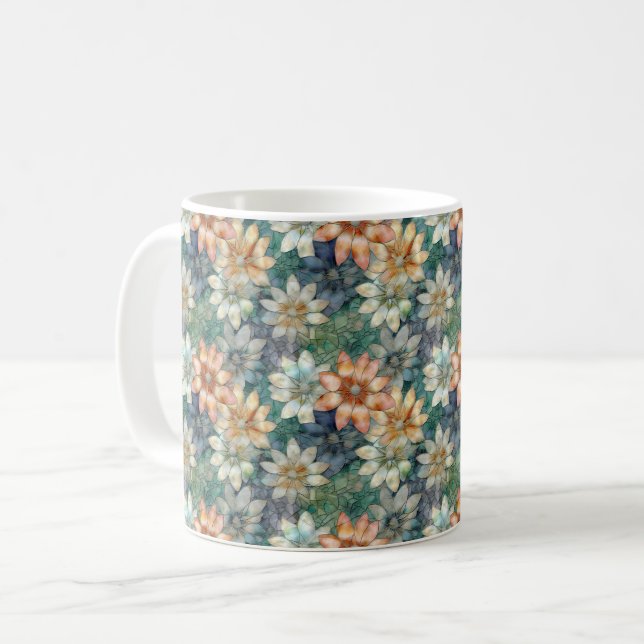 Peach Blue White Green Kaffeetasse (Vorderseite Links)