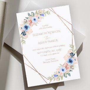 Peach Blue White Wedding Collection Einladung