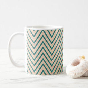 Peach Blue Zickzack Stripe Kaffeetasse