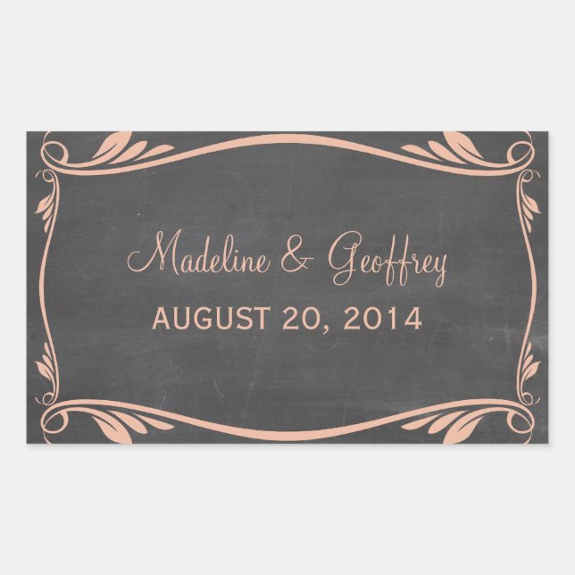Peach Blüh Chalkboard Wedding Stickers (Vorderseite)