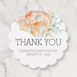 Peach Blume Babydusche Vielen Dank Geschenkanhänger