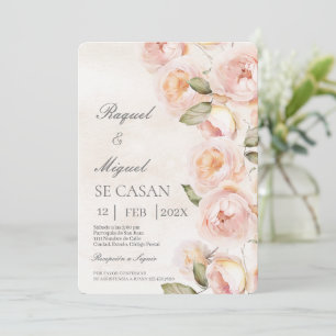 Peach Blume beige Spanish Wedding Einladung