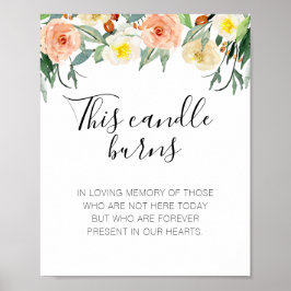 Peach Blume Diese Kerze bröckelt Hochzeitsfeier Poster