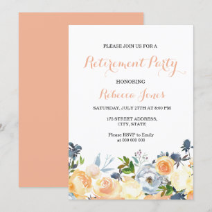 Peach Blume Elegante Party Einladung für das Ruhes