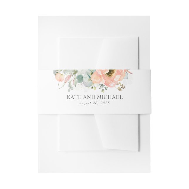 Peach Blume Hochzeit Einladungsbanderole (Vorderseite Beispiel)