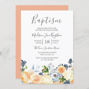 Peach Blume Hübsch Spring Girl oder Boy Baptisse Einladung