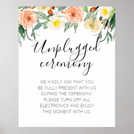 Peach Blume Keine Fotos Unplugged Wedding Zeremoni Poster