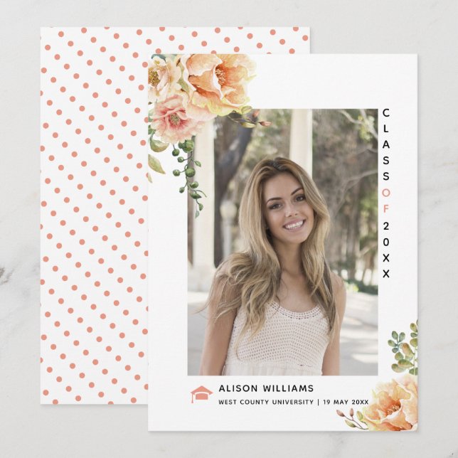 Peach-Blume-Klasse des Abschluss-Fotos 2025 Ankündigung (Vorne/Hinten)