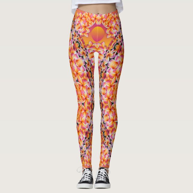 Peach-Blume Leggings (Vorderseite)