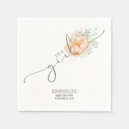 Peach Blume Niedlich Baby Dusche Serviette