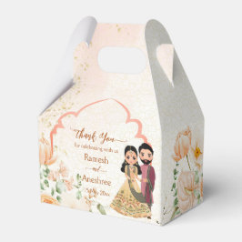 Peach Blume niedlich indisches Brautpaar angepasst Geschenkschachtel