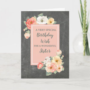 Peach Blume Schwester Birthday Card Karte
