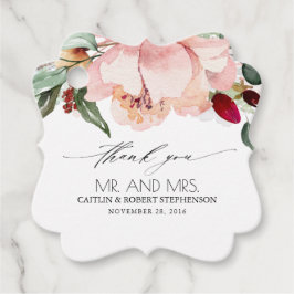 Peach Blush and Burgundy Wedding Vielen Dank Geschenkanhänger