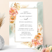 Peach Blush Bloral, Sage Watercolor Chic Hochzeit