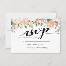 Peach & Blush-Blume Hochzeitskarte für RSVP