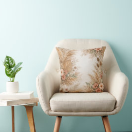Peach Blush Boho Pampas Floral Frame Kissen
