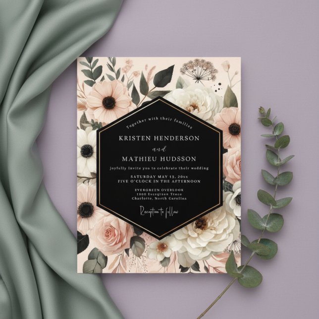 Peach Blush Botanical Romance Wedding Einladung (Von Creator hochgeladen)