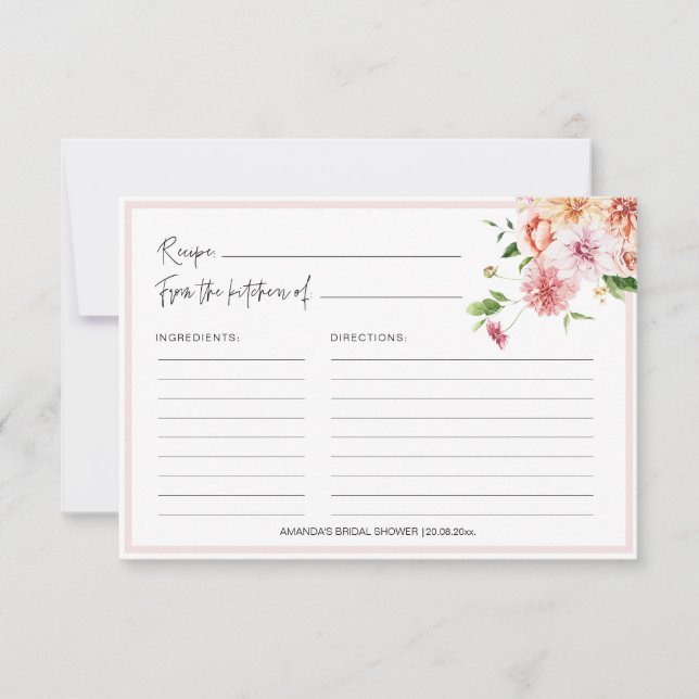 Peach Blush Brautparty Rezept Cards (Vorderseite)