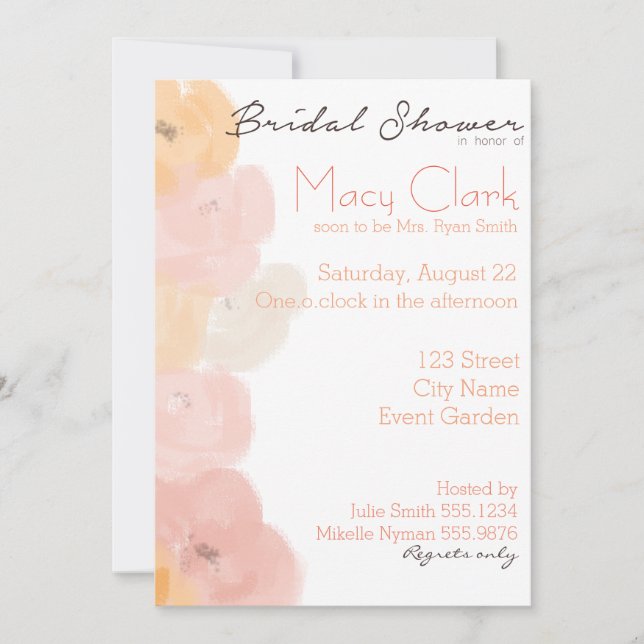 Peach Blush Bridal Dusche Einladung (Vorderseite)