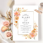 Peach Blush Cream Champagne Floral Elegante Hochze Einladung<br><div class="desc">Freuen Sie sich auf diese elegante und einzigartige Hochzeitseinladung mit exquisiten Aquarellelementen in einer schönen Mischung aus Pfirsich, Orange, Rosa, Rosa, Champagner und Creme, die Ihre Hochzeitsdetails präsentieren. Die Fähigkeit, "zusammen mit ihren Eltern" zu "zusammen mit ihren Familien", "zusammen mit großer Freude" oder "zusammen mit großer Freude" zu wechseln. Möglichkeit,...</div>