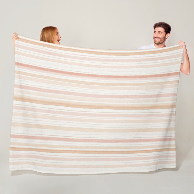 Peach Blush Cream Stripes Fleecedecke (Beispiel)