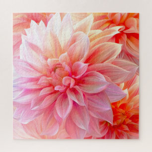 Peach Blush Dahlia Blossom Puzzle