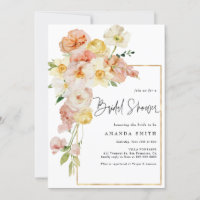 Peach Blush Floral Frame Romantisches Brautparty