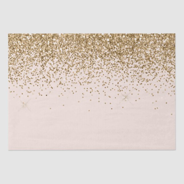 Peach Blush Gold Glam Glitzer Hochzeit Seidenpapier (Vorderseite)