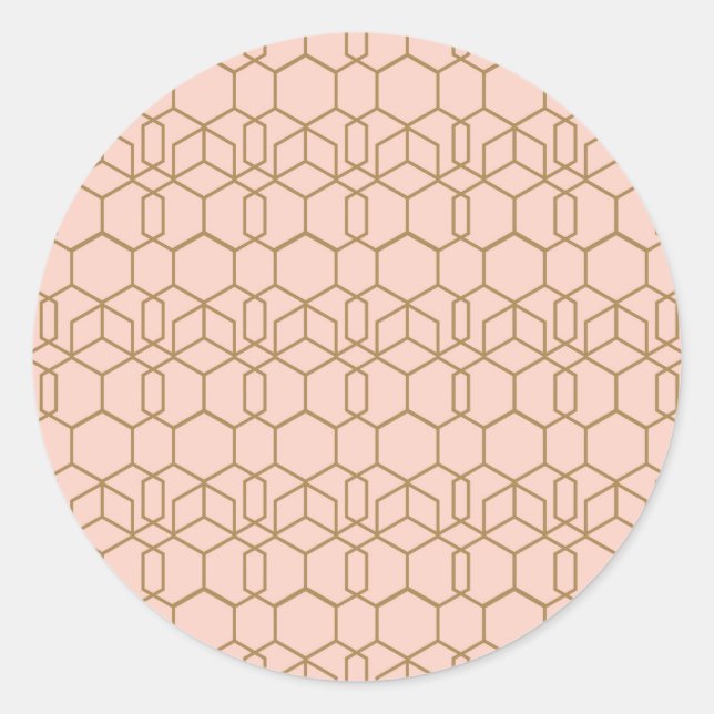 Peach Blush & Gold Modern Boho Geometric Glam Runder Aufkleber (Vorderseite)