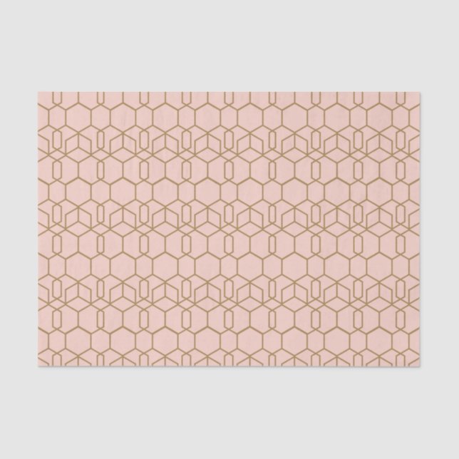 Peach Blush & Gold Modern Boho Geometric Glam Seidenpapier (Vorderseite)