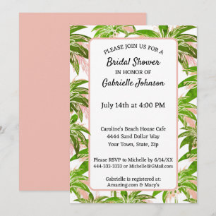 Peach Blush Green Palm Tree Summer Shower Party Einladung