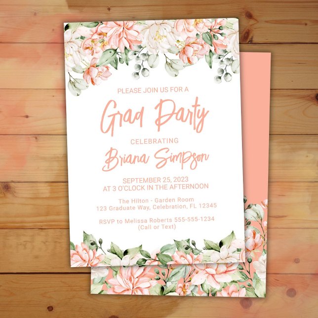 Peach Blush Ivory Abschluss Grad Party Einladung (Von Creator hochgeladen)