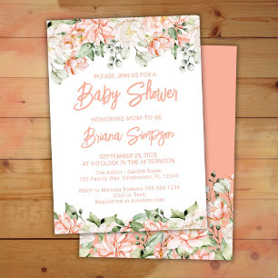 Peach Blush Ivory Baby Dusche Einladung