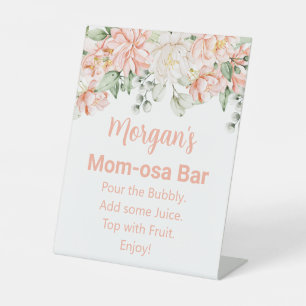 Peach Blush Ivory Baby Dusche Mama-osa-Bar Zeichen Sockelschild